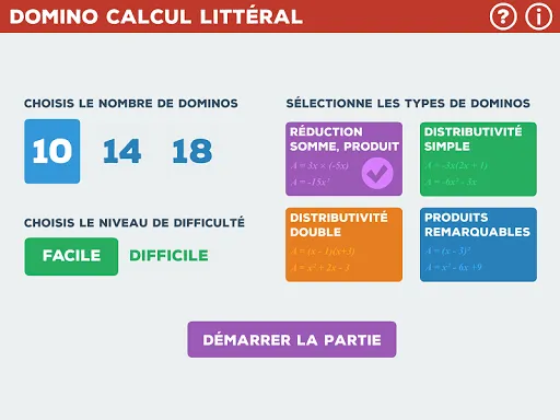 Domino Calcul Littéral应用截图