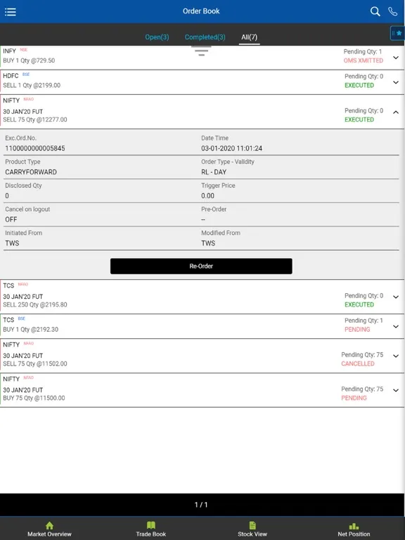 Tangkapan layar SSL Mobile Trading iPad 