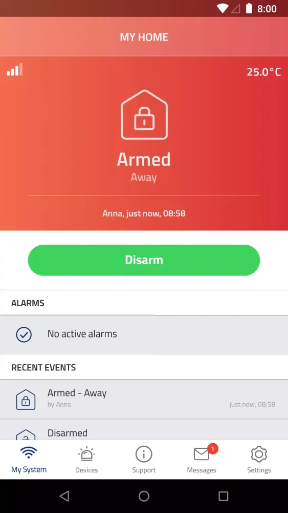 Tangkapan layar Alert Alarm