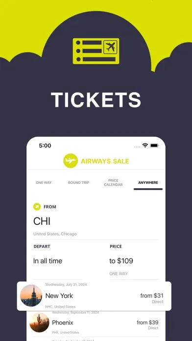 Ảnh chụp màn hình của Airline tickets — Airways.Sale