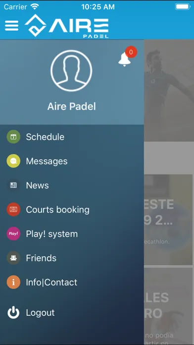 Zrzuty ekranu AIRE PADEL