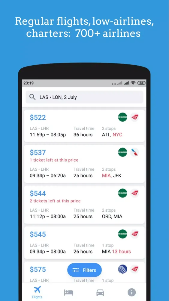 Tangkapan skrin Cheap Flights