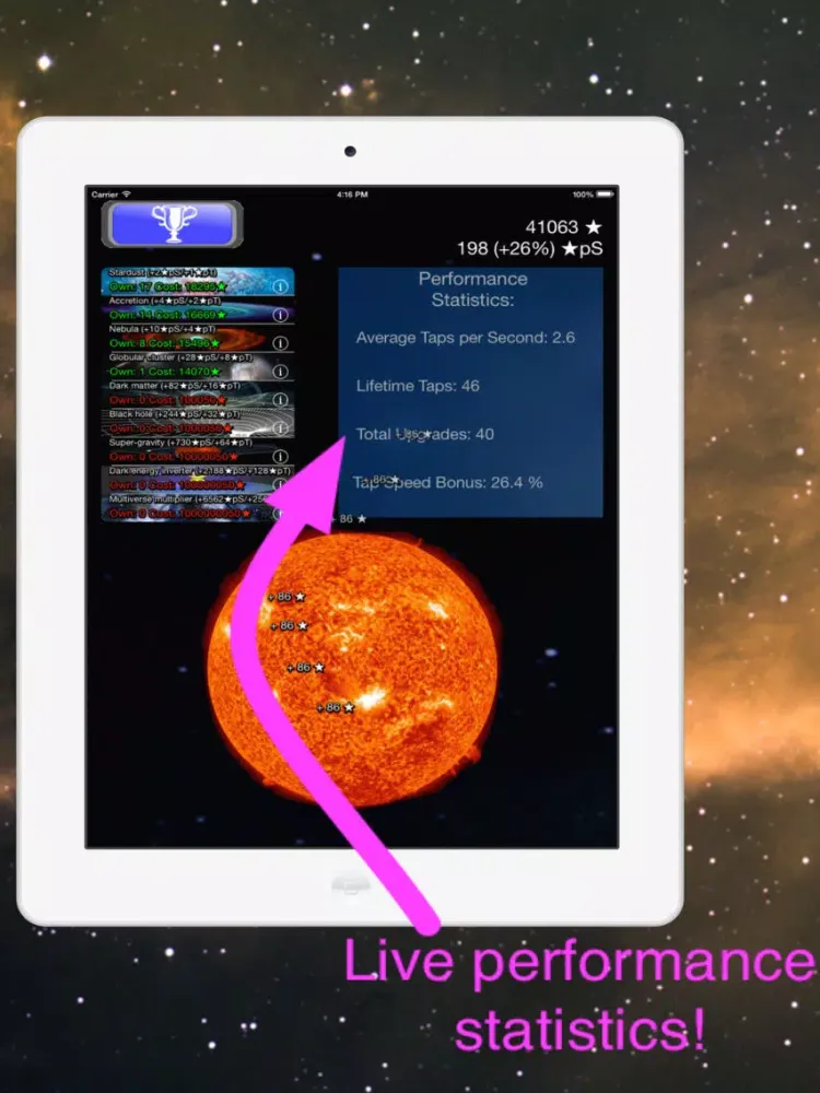 Tangkapan layar Astro Tapper iPad 