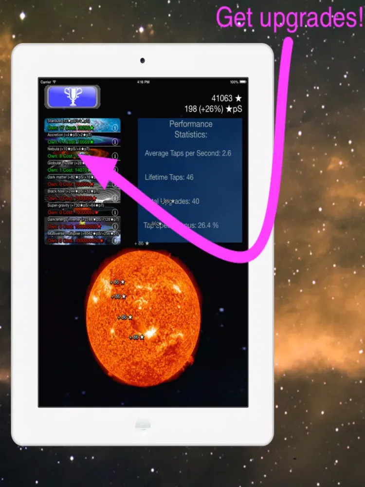 Tangkapan layar Astro Tapper iPad 