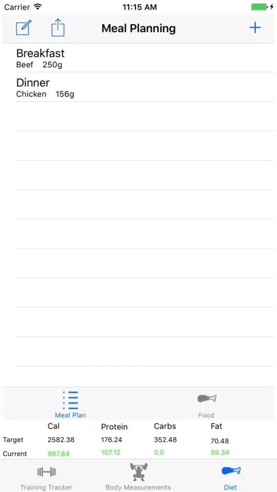 Tangkapan skrin Training Tracker Lite: Body Tracker/Meal Planner