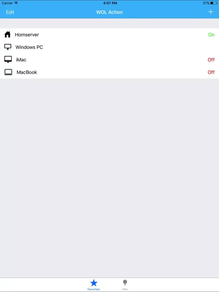 WOL Action - Wake on LAN iPad 應用截圖