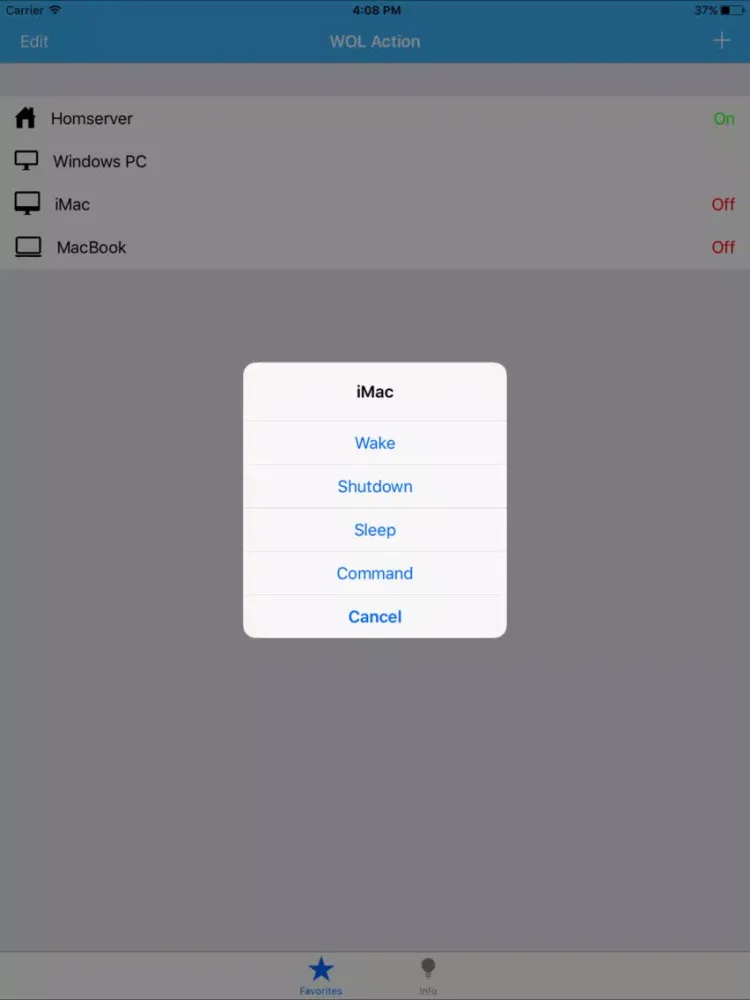 WOL Action - Wake on LAN iPad 應用截圖