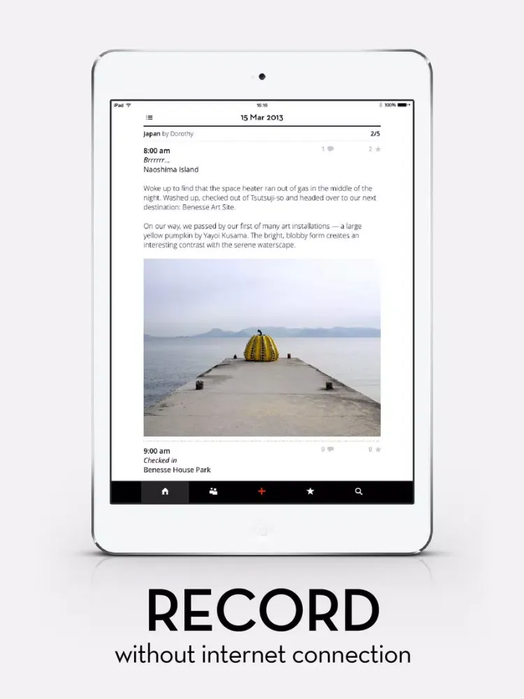 Bonjournal - A minimalist travel journal/diary iPad  स्क्रीनशॉट
