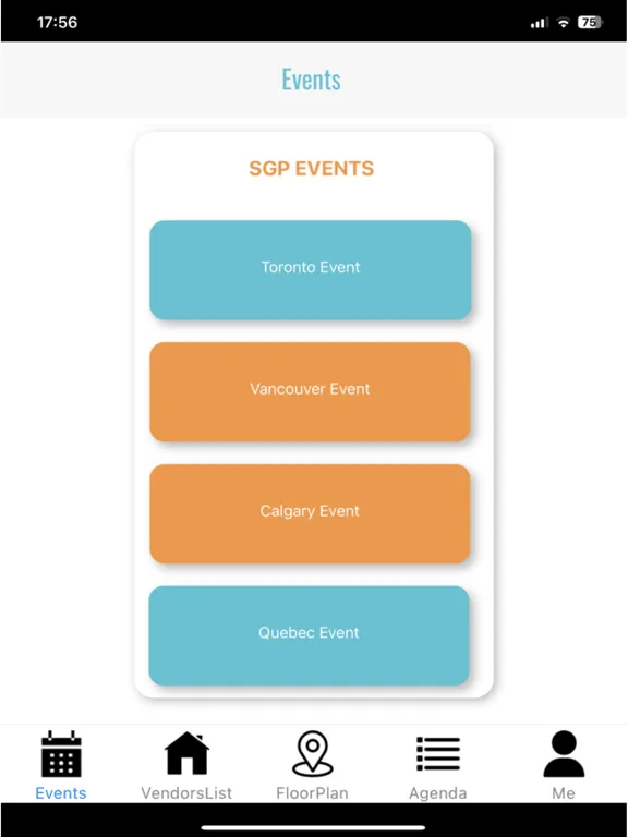 SGP Events iPad  Screenshots