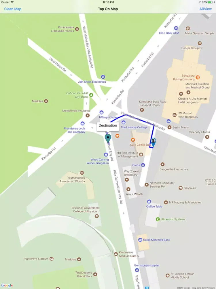 Tangkapan layar Route Direction(AR) iPad 