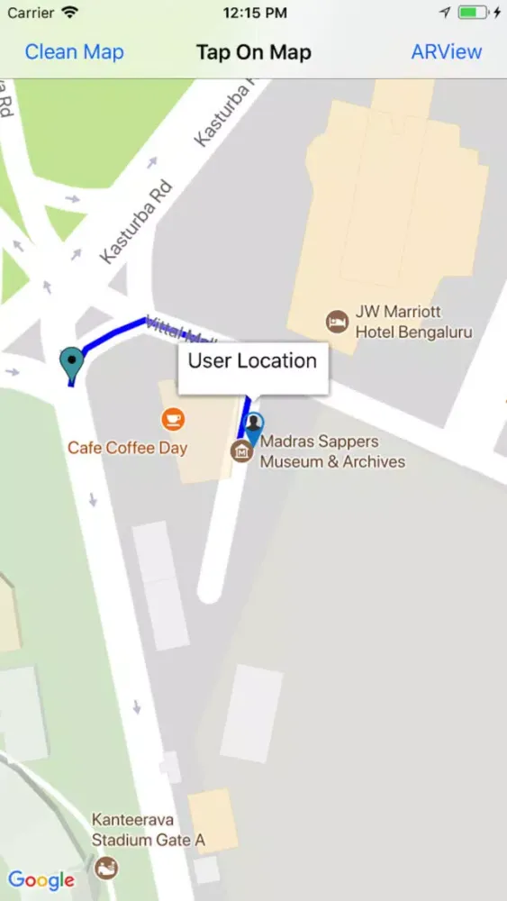 Tangkapan layar Route Direction(AR)