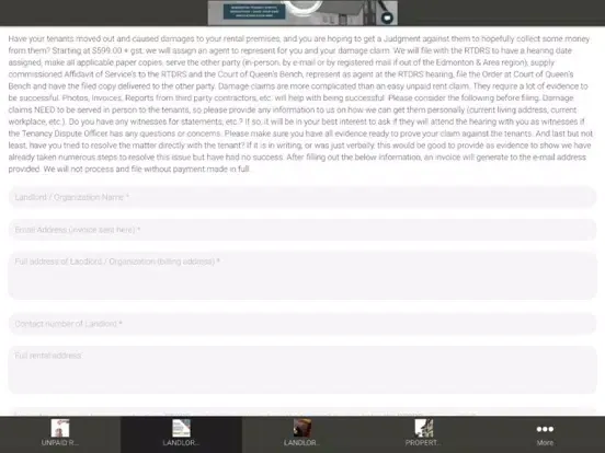 Alberta Tenancy Services iPad  Screenshots