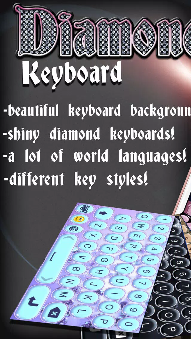 Diamond Keyboard Themes – Luxury Keyboards with New Emoji.s, Backgrounds and Fonts スクリーンショット