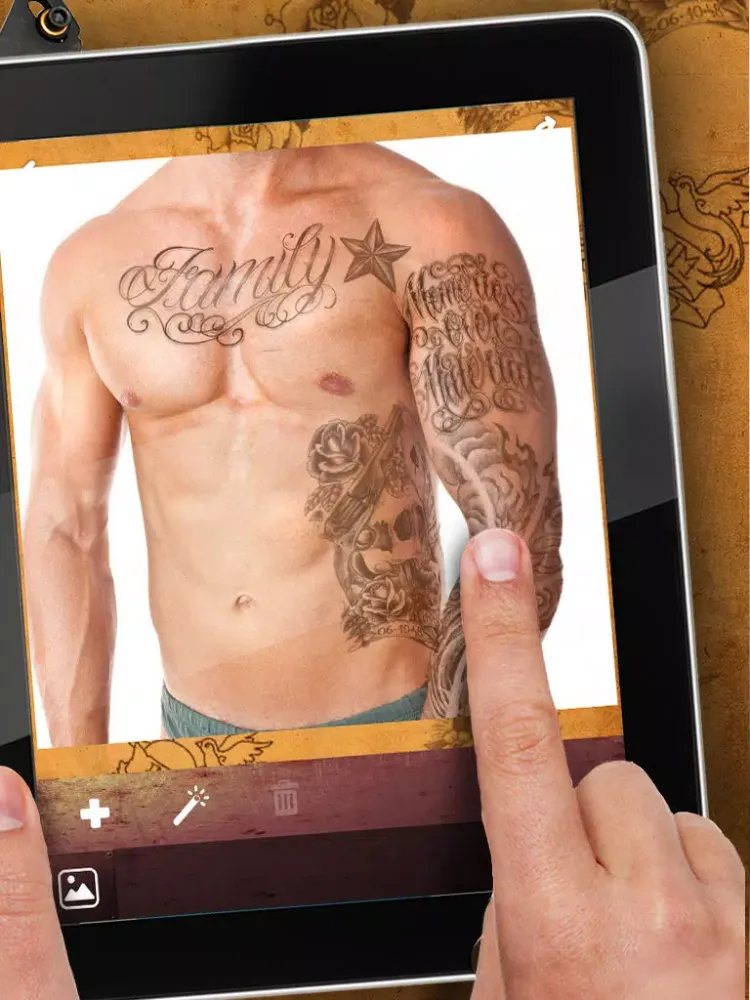 Capturas de tela do Tattoo Designs Photo Editor – Virtual Body Art and Tattoo Ideas with Cool Camera Stickers Free iPad 