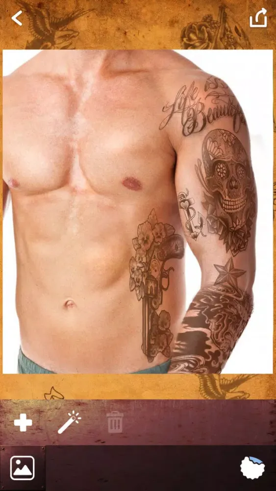Capturas de tela do Tattoo Designs Photo Editor – Virtual Body Art and Tattoo Ideas with Cool Camera Stickers Free