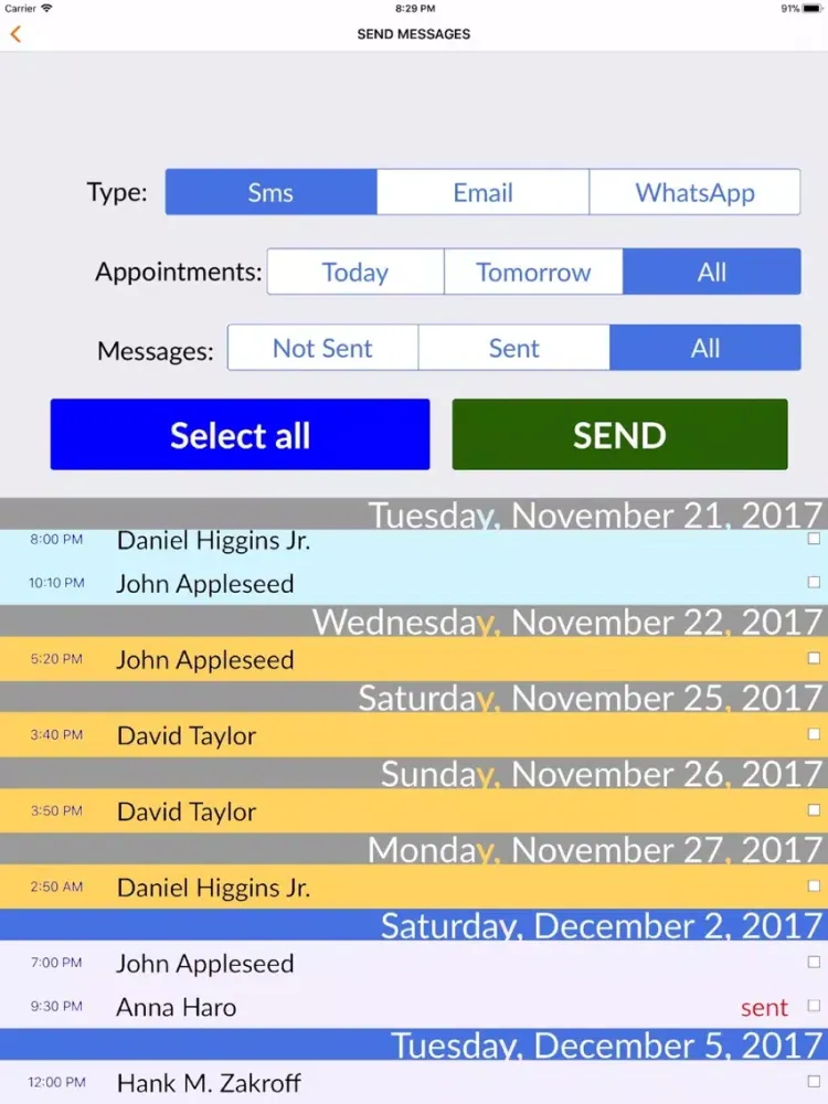 Sms Planner LITE-Send your SMS iPad  Screenshots