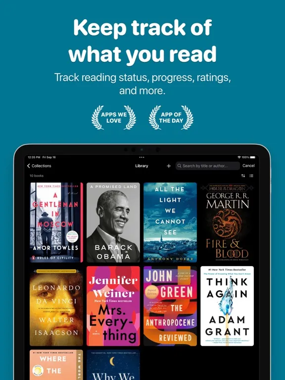 Bookshelf: Reading Tracker iPad  سکرین شاٹس