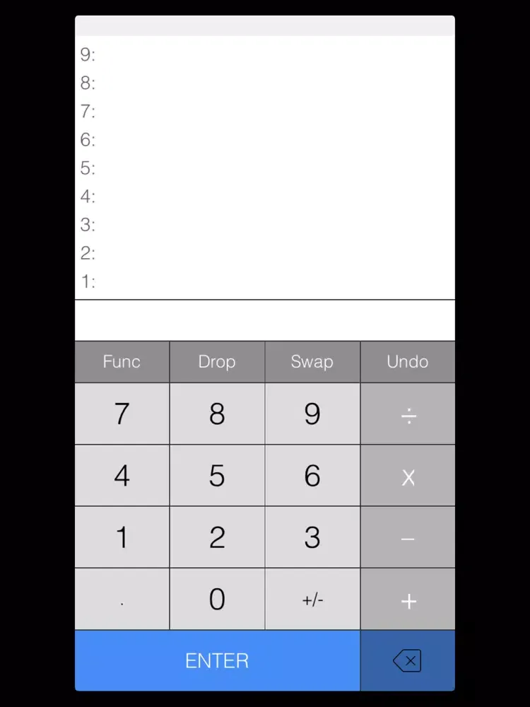 ภาพหน้าจอของ RPN Stack Calculator iPad 
