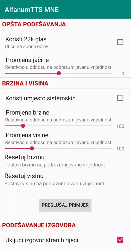 AlfaNumTTS MNE Screenshots