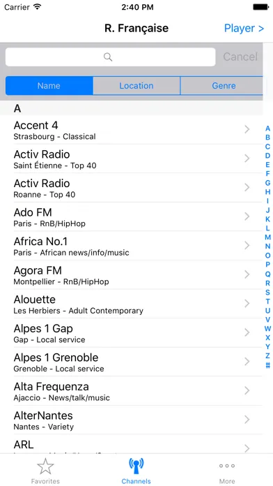 Captures d'écran de Radio Française