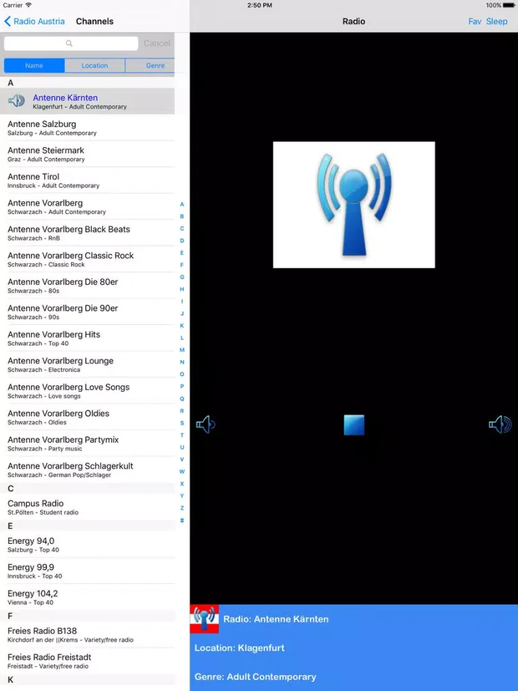 Captures d'écran de Radio Austria iPad 