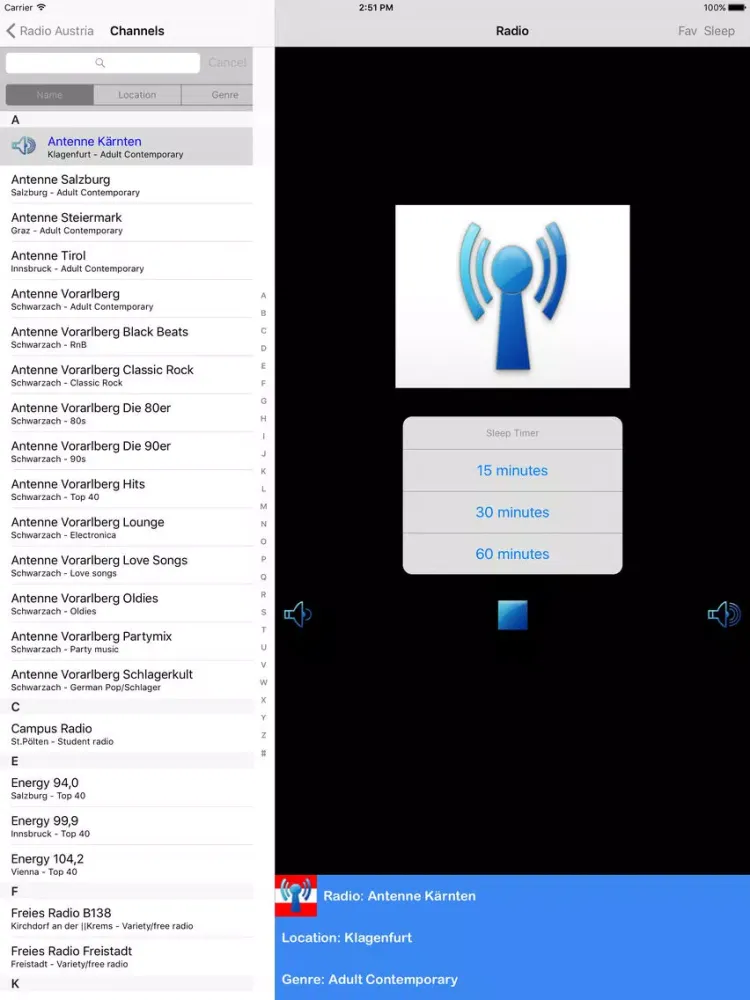 Captures d'écran de Radio Austria iPad 