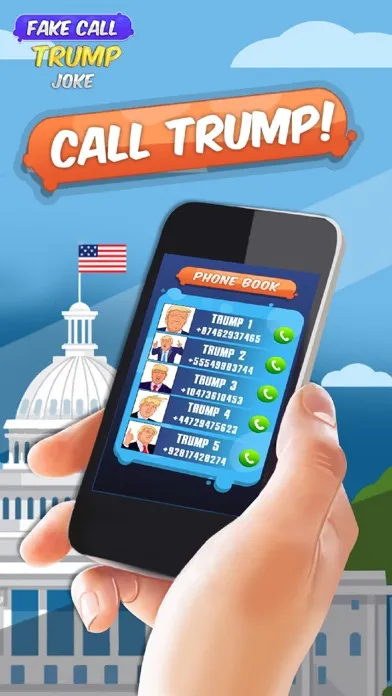 Capturas de tela do Fake Call Trump Joke