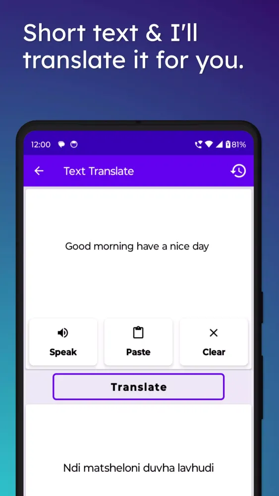 Tangkapan skrin English To Venda Translator