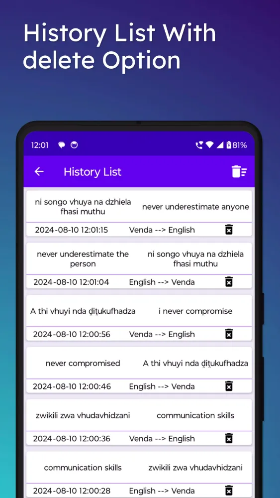 Tangkapan skrin English To Venda Translator