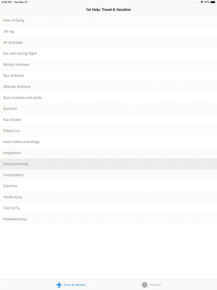 1st Help: Travel & Vacation iPad  Screenshots