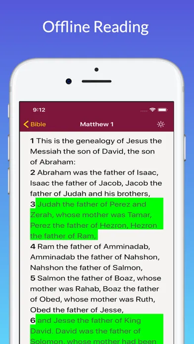 Tangkapan skrin Bible (Message, NIV, NKJV +)