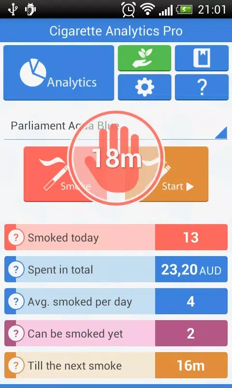 Tangkapan skrin Cigarette Analytics
