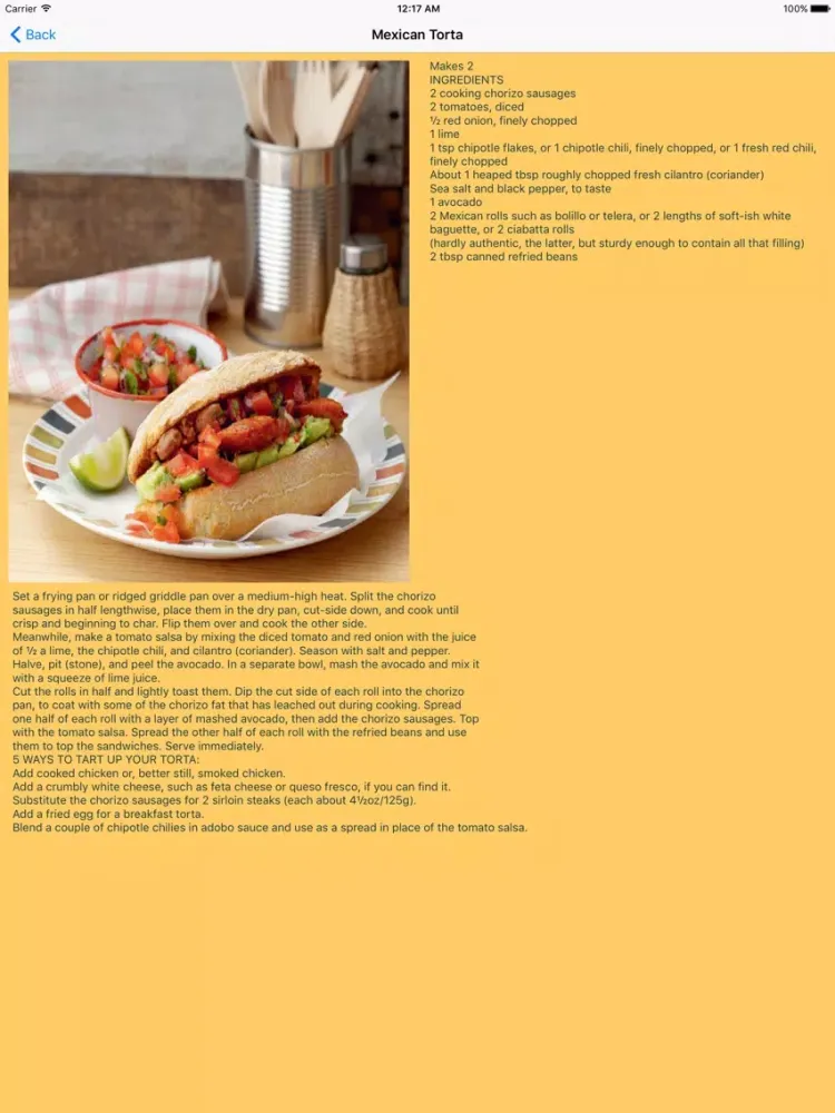 100 Sandwich Recipes iPad 应用截图