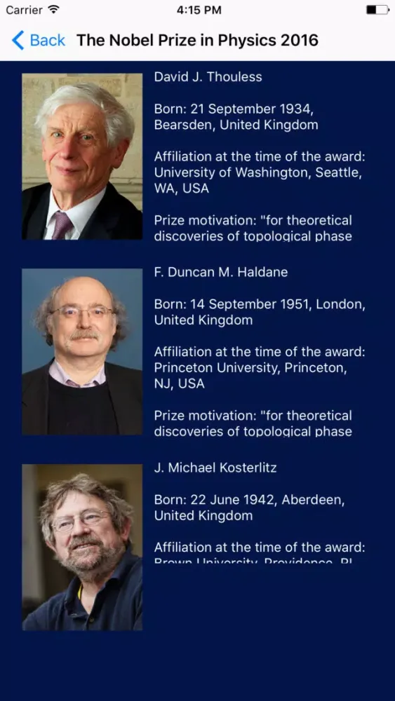 Capturas de tela do Nobel Prize Winners