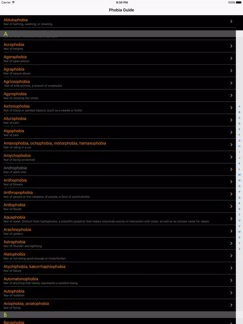 Скриншоты Phobia Guide iPad 