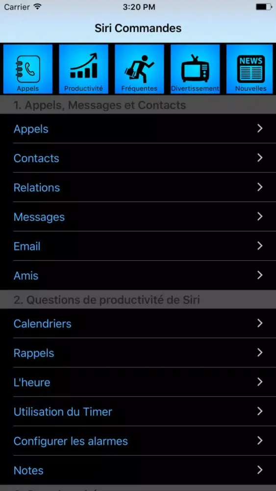 تصاویر Commandes pour Siri