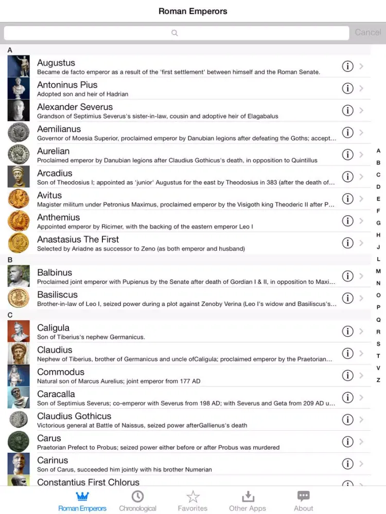 Capturas de tela do The Roman Emperors iPad 
