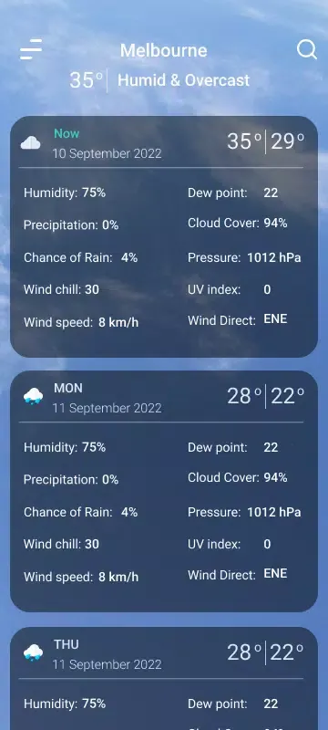 Screenshot di 9Weather: Weather forecast