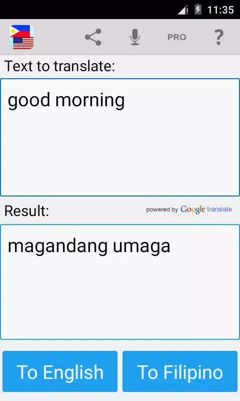 Filipino English Translator Screenshots