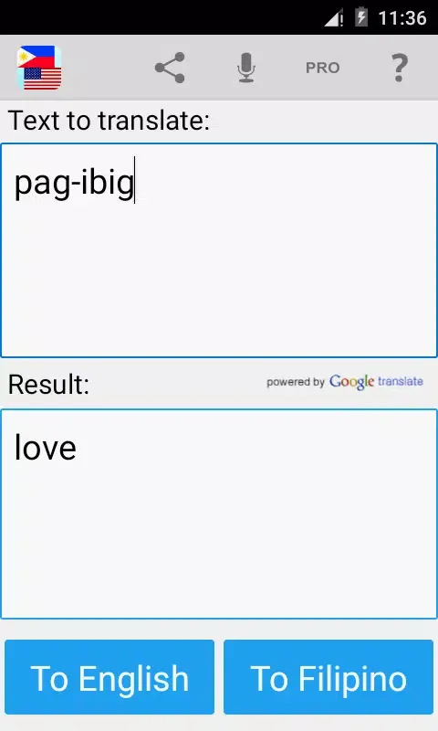 Filipino English Translator Screenshots