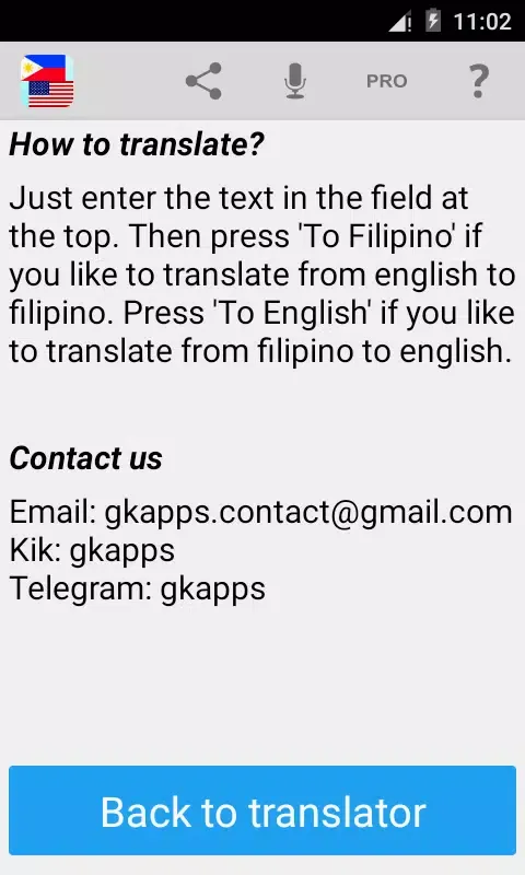 Filipino English Translator Screenshots