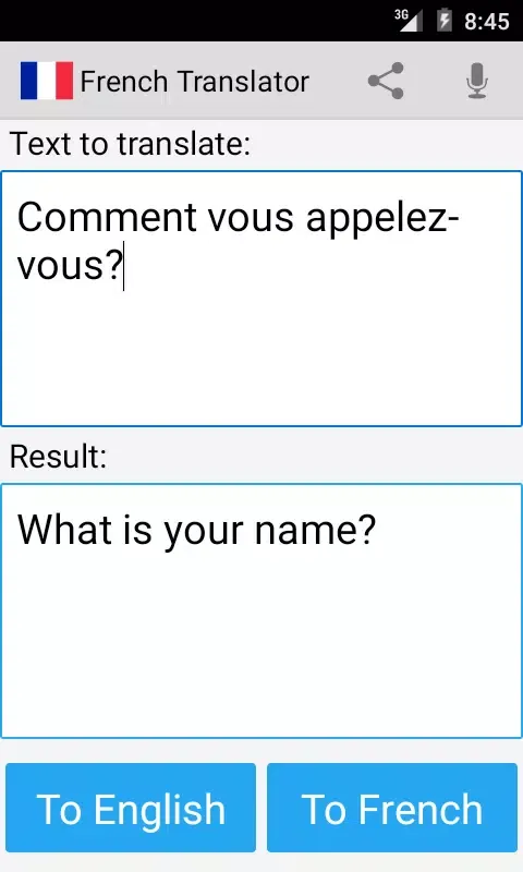 Zrzuty ekranu French English Translator