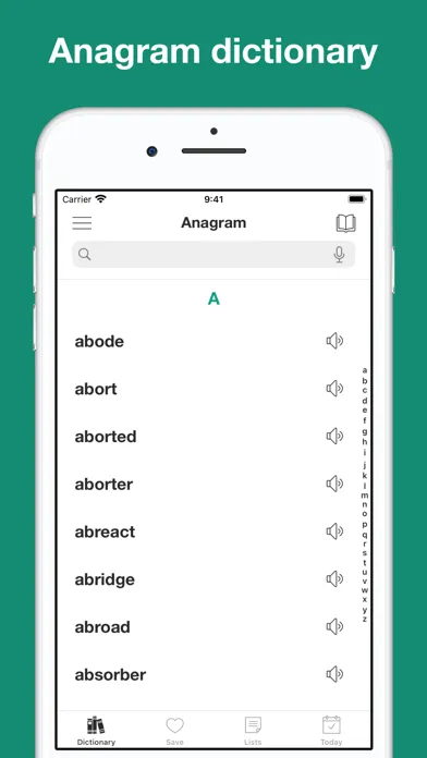 Capturas de tela do English Anagram Dictionary