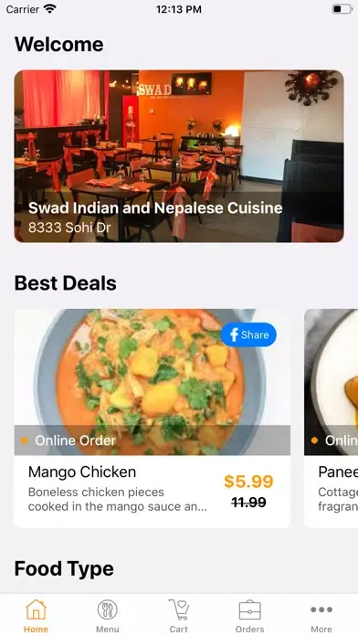 Capturas de tela do Swad Indian Cuisine