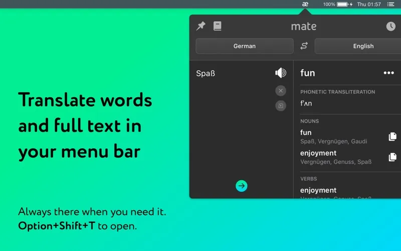 Tangkapan layar Mate: Universal Tab Translator