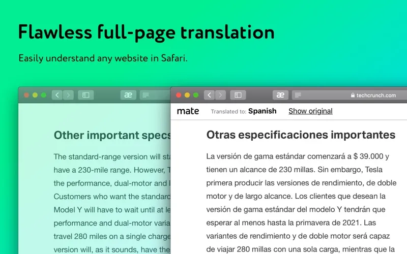 Tangkapan layar Mate: Universal Tab Translator