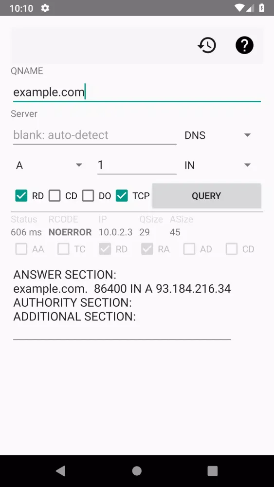 Captures d'écran de DNS Client for Android