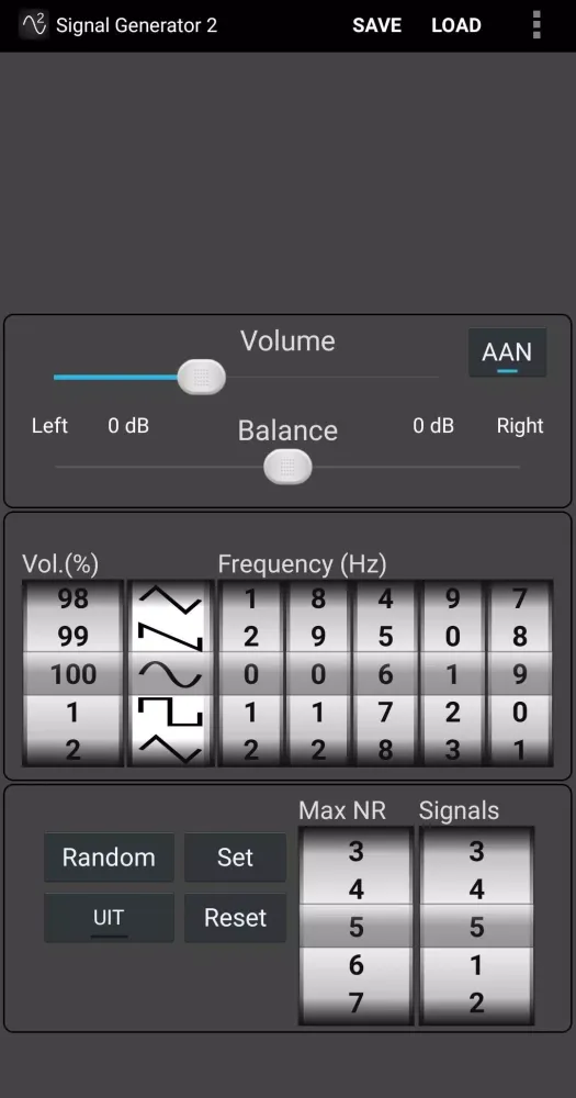 Tangkapan layar Sound Signal Generator 2