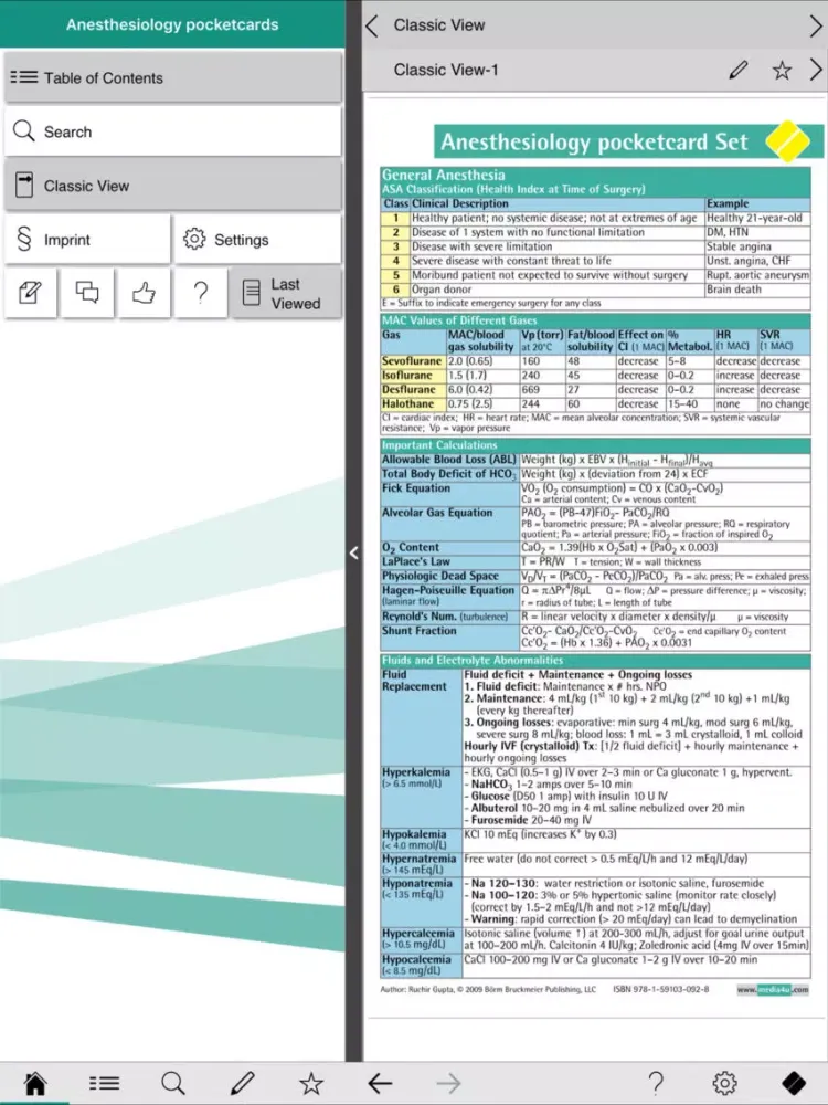 Anesthesiology pocketcards iPad  Screenshots