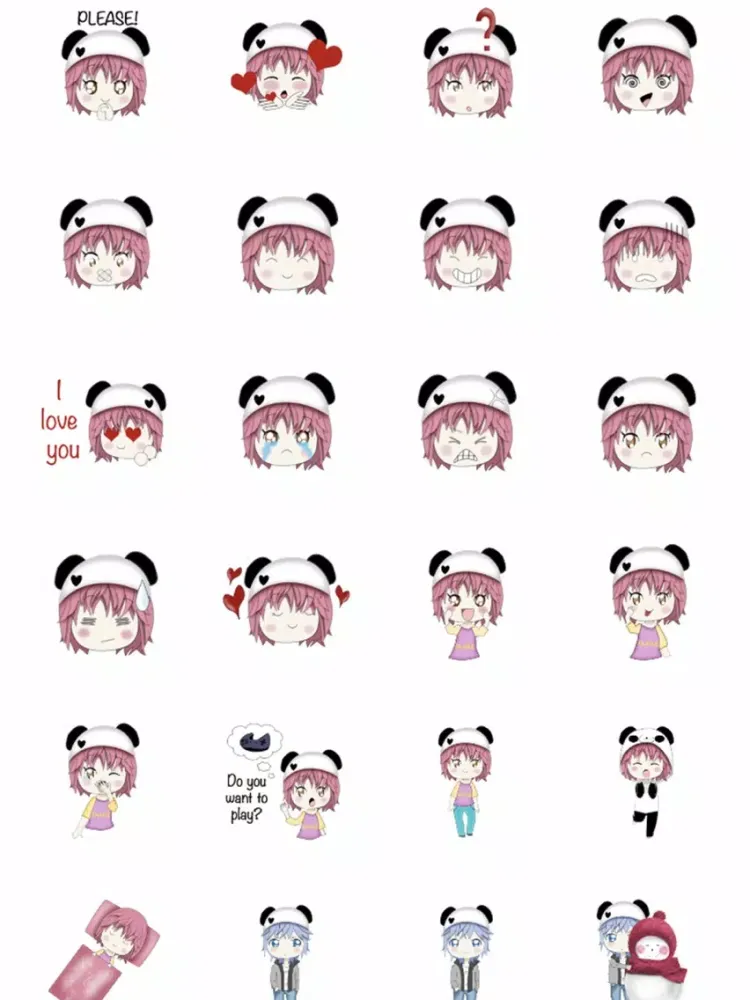 Tangkapan layar pink blue stickers iPad 